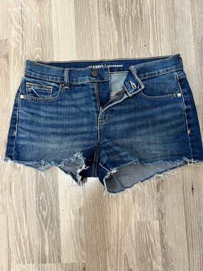 Old Navy Blue Denim Frayed Hem Boyfriend Shorts